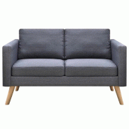 Helloshop26 - Canapé 2 places de salon salle de séjour maison intérieur tissu gris foncé  02_0020185 - gris Bois massif 3001065888005
