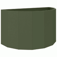 Helloshop26 - Jardinière demi-ronde moderne extérieur 90 x 45 x 50 cm design contemporain en acier vert olive 02_0052953 - vert métal 3000237670639