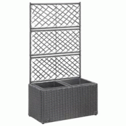 Helloshop26 - Jardinière lit surélevé plantes fleurs jardin treillis 2 pots 58 x 30 x 107 cm résine tressée marron 02_0001271 - 3000076411530 Helloshop26 - Jardinière lit surélevé plantes fleurs jardin treillis 2 pots 58 x 30 x 107 cm résine tressée marron 02_0001271 - 3000076411530