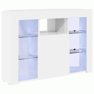Helloshop26 - Meuble TV LED d'angle moderne avec rangement mural optimisé 100 x 40 x 68 cm en bois d'ingénierie blanc brillant 02_0054693 - blanc Bo