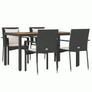 Helloshop26 - Mobilier à dîner de jardin et coussins 5 pièces noir résine tressée 02_0014871 - 3000139421537 Helloshop26 - Mobilier à dîner de jardin et coussins 5 pièces noir résine tressée 02_0014871 - 3000139421537