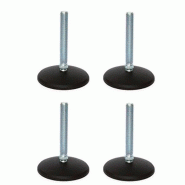 M16x150 Pied de nivellement zingué 50mm base plastique 470kg - Lot de 4 M16x150 Pied de nivellement zingué 50mm base plastique 470kg - Lot de 4
