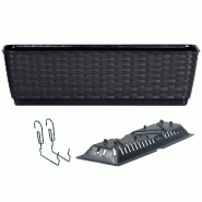 Prosperplast - Jardinière suspendue avec crochets de support RATOLLA P - 59x15,4x14,2 cm, anthracite - gris plastique ZA3811
