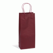 Sac 1 & 2 bouteilles Lie de Vin kraft poignées torsadées 16+9x38cm par 200 - en carton 3700481693391