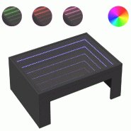 VidaXL Table basse avec LED infini noir 70x50x30 cm Modèle Zenith Élite - 847610