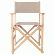 WellHome - Fauteuil director sunset finition vernie - toile couleur pierre 51x46x86 cm - beige WH13262