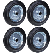 Roue 250mm 10" en caoutchouc noir avec alésage central en acier pressé 25mm 210kg - Jeu de Roue 250mm 10" en caoutchouc noir avec alésage central en acier pressé 25mm 210kg - Jeu de