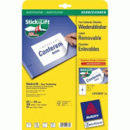AVERY 100 étiquettes enlevables blanc, format 99,1 x 139 mm (25 feuilles A4 / cdt) - 5014702000836