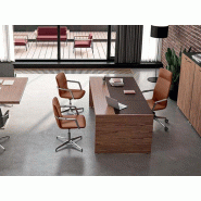Bureau de direction contemporain avec inserts en cuir fabriqué en Italie Bureau de direction contemporain avec inserts en cuir fabriqué en Italie