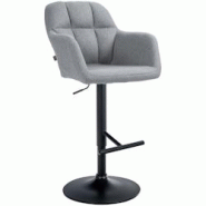CLP Tabouret de bar Natoma Tissu Gris/Métal noir mat - gris textile 322942 CLP Tabouret de bar Natoma Tissu Gris/Métal noir mat - gris textile 322942