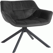 Décoshop26 - Chaise de salle à manger fauteuil lounge rotatif en velours gris foncé cadre métallique noir BUR10675 - gris métal 3002466732690