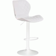 Décoshop26 - Tabouret de bar x1 avec coutures décoratives en forme de losanges en PVC blanc et métal blanc 10_0004654 - blanc 3000252217444 Décoshop26 - Tabouret de bar x1 avec coutures décoratives en forme de losanges en PVC blanc et métal blanc 10_0004654 - blanc 3000252217444