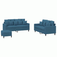 Ensemble de canapés 3 pcs avec coussins Bleu Velours Modèle Sirius Scandinave - 8721012066861