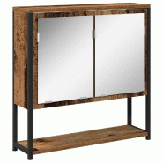 Helloshop26 - Armoire miroir rectangulaire pratique rangement salle de bain 60 x 16 x 60 cm en bois ancien 02_0051843 - verre 3000237119046