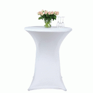 Housse ronde en polyester blanc pour mange debout - 80x110cm