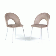 RATTATAN Lot de 2 chaises d’intérieur MARGOT en velours, dossier galbé, pieds en métal, élégantes et modernes pour la maison et les restaurants