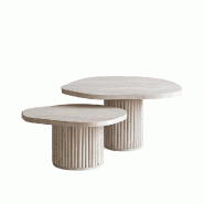 STELLAMEUBLES Table basse ESSENTIA en Travertin Premium - 3667335113378