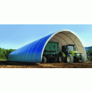 Tunnel de stockage / ouvert / structure en acier / couverture en pvc / ancrage au sol avec platine