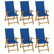 VidaXL Chaises Pliables De Jardin Lot De 6 Avec Coussins Bois D Acacia - bleu 3064129