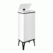 WellHome - Poubelle Intelligente 60L de couleur Blanche 35,5x26x95,5cm - Ouverture Automatique/Manuelle - blanc inox WH13696