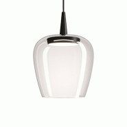 Zafferano Suspension Bilia 230V nude avec diffuseur en verre borosilicate soufflé, diamètre 18 cm, couleur Noir et Transparent, 8.0W LED - multicolo