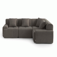 Canapé d'angle modulaire MILYSOFA SOFAMOUS 4 places Tissu chenille Brun cendré - MS-MOUS-4C-AB