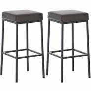 Décoshop26 - Lot de 2 tabourets de bar avec repose-pieds design simple hauteur 85 cm en PVC marron et métal noir 10_0004379 - marron 3000252073613 Décoshop26 - Lot de 2 tabourets de bar avec repose-pieds design simple hauteur 85 cm en PVC marron et métal noir 10_0004379 - marron 3000252073613