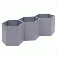 Décoshop26 - Lot de 3 carrés potagers surélevés bacs hexagonaux 1380 L 77x264x100 cm en acier galvanisé gris revêtement thermolaqué 04_0008850