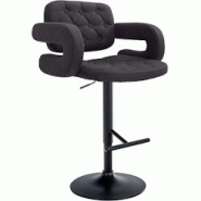 Décoshop26 - Tabouret de bar x1 avec repose-pied et accoudoirs capitonné en tissu noir support en métal noir 10_0004795 - noir 3000252297514 Décoshop26 - Tabouret de bar x1 avec repose-pied et accoudoirs capitonné en tissu noir support en métal noir 10_0004795 - noir 3000252297514