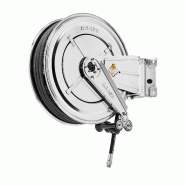 Enrouleur d'eau chaude 25 m Ø 3/8 200 bars Inox 304 avec enroulement automatique et support mural pivotant Raasm RA.8522.302