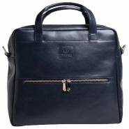 Exacompta - Réf. 17237E - Sac à dos ordinateur Exactive - cuir vachette bleu marine - compartiment protégé et poche fermée avec scratch - bleu cu_0