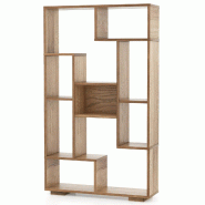 Helloshop26 - Bibliothèque moderne 120 x 20 x 70 cm autoportante avec 11 étagères ouvertes et kits anti-basculement en bois naturel 20_0010677 - ve Helloshop26 - Bibliothèque moderne 120 x 20 x 70 cm autoportante avec 11 étagères ouvertes et kits anti-basculement en bois naturel 20_0010677 - ve