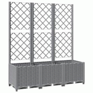 Helloshop26 - Jardinière bac lit surélevé plantes fleurs terrasse jardin avec treillis clair 120 x 40 x 136 cm PP gris 02_0038343 - 3000214180618 Helloshop26 - Jardinière bac lit surélevé plantes fleurs terrasse jardin avec treillis clair 120 x 40 x 136 cm PP gris 02_0038343 - 3000214180618
