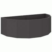 Helloshop26 - Jardinière demi-ronde moderne extérieur 120 x 60 x 35 cm en acier noir 02_0052922 - noir métal 3000237653250