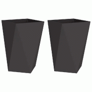 Helloshop26 - Lot de 2 jardinières rectangulaires modernes jardin terrasse 50 x 50 x 75 cm en acier noir 02_0053035 - noir acier 3000237723823