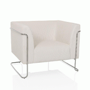 Hjh LIVING Fauteuil Lounge Curacao Cord 1-Place Tissu Blanc hjh OFFICE - blanc polyester 713517