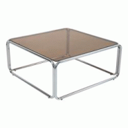 Oviala Business Oviala Table basse carrée L90 cm en métal et en verre marron - marron verre 114448