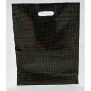 Sac plastique polyéthylène 50 microns noir à pois dorés - poignées découpées - 40x10x50cm - par 200