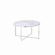 SalesFever Table basse 80 cm | Plaque de verre revêtue d'une feuille d'aluminium aspect marbre | Cadre en métal | L 80 x P 80 x H 45 cm |blanc-chrom SalesFever Table basse 80 cm | Plaque de verre revêtue d'une feuille d'aluminium aspect marbre | Cadre en métal | L 80 x P 80 x H 45 cm |blanc-chrom