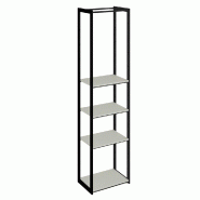 Structure Cage noir 60x40x240cm 4 tablettes blanc mat