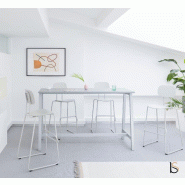 Table haute avec pieds en métal - MDD - Blanc, 120 x 70 cm