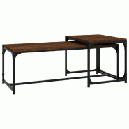 VidaXL Tables basses 2 pcs Chêne marron Bois d'ingénierie Modèle Soleil Protect Prime - Bois manufacturé 350456