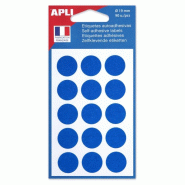 Apli Lot de 5 Etui de 90 pastilles adhésives bleues, diam. 19 mm (6 feuilles / cdt) - 3270241119626