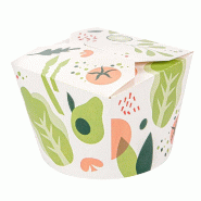 Boite à pâtes carton 1000 ml Ø12,3x8,5cm blanc motifs - par 300
