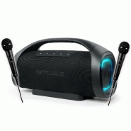 Enceinte Autonome MUSE M-980 BT USB Bluetooth 300W - 2 Micros filaires DJ Karaoké - IPX6 Resistance aux projections, Lumière LED - 3666638038852