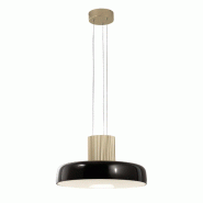 Fabas Luce Suspension Led Lunar 26 W 3150 Lm Cct 2700 K/3000 K/4000 K, Structure En Métal Et Verre Soufflé, Intensité Variable Par Paliers, Noir -