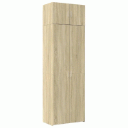 Helloshop26 - Armoire de rangement haute bois d'ingénierie 70 x 42,5 x 225 cm grand espace plusieurs compartiments en bois 02_0055576 - Bois massif 3