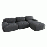 Merax canapé modulable en corde 3 places avec 1x tabouret, canapé nuage sans cadre, près du sol avec assise profonde, doux et confortable, - gris m