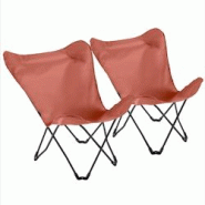 Oviala Business Lot de 2 fauteuils papillon pliables terracotta - rouge polyester 111883 Oviala Business Lot de 2 fauteuils papillon pliables terracotta - rouge polyester 111883