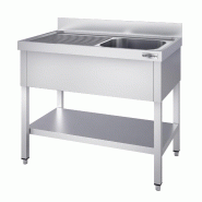 Plonge inox 1 bac avec égouttoir et étagère - P 600 mm - 1000 mm bac à droite_0